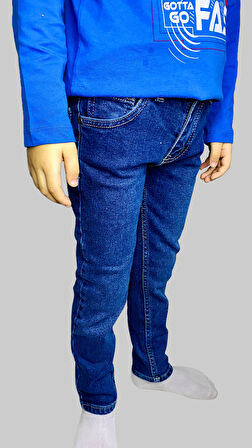 Erkek Çocuk Denim Düz Mavi Ligrasız Kot Pantolon