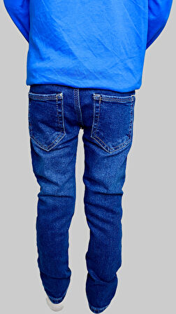 Erkek Çocuk Denim Düz Mavi Ligrasız Kot Pantolon
