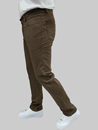 Erkek Enjoy Regular Fit Ligralı Kahverengi Kot Pantolon