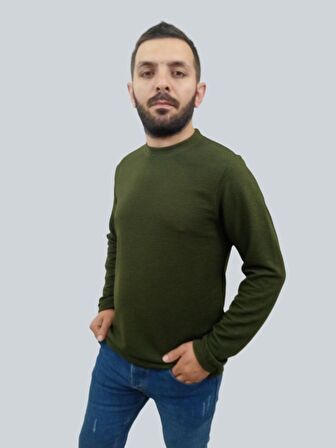 Erkek Ottoman Uzun Kol Haki Sweatshirt