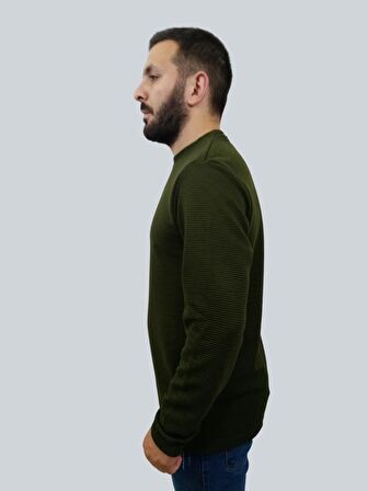 Erkek Ottoman Uzun Kol Haki Sweatshirt