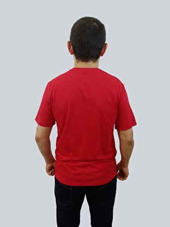 Erkek Sport Sıfır Yaka Kırmızı Tişört