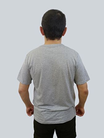 Erkek Sport Sıfır Yaka Gri Tişört