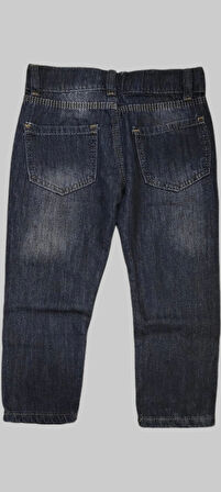 Erkek Çocuk Denim Çizgili Füme Tırtıklı Ligrasız Kot Pantolon