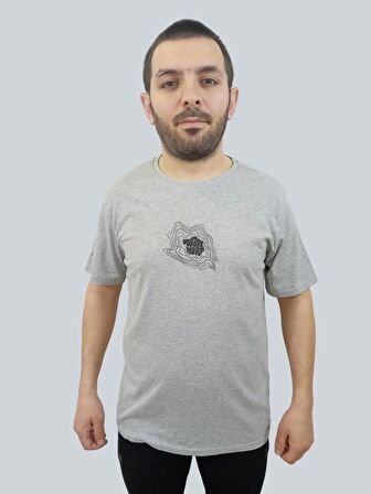 Erkek Youare Sıfır Yaka Basic Gri Tişört