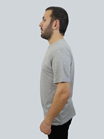 Erkek Youare Sıfır Yaka Basic Gri Tişört