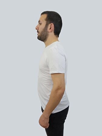 Erkek Astrology Sıfır Yaka Basic Beyaz Tişört