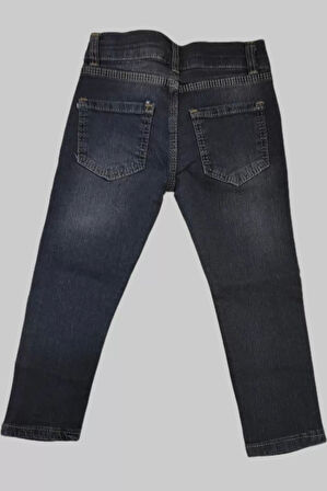 Erkek Çocuk Denim Çizgili Füme Tırktılı Ligralı Kot Pantolon
