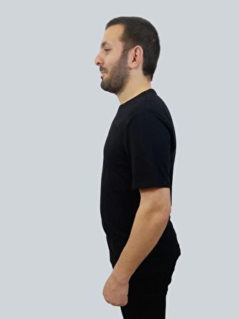 Erkek Paradise Sıfır Yaka Basic Siyah Tişört