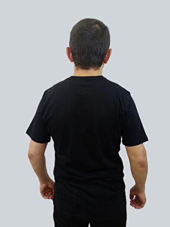 Erkek Paradise Sıfır Yaka Basic Siyah Tişört