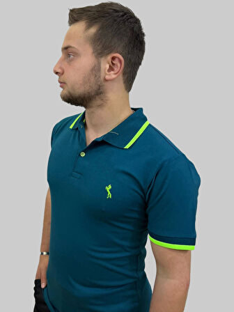 Erkek Horses Polo Yaka Compact Ligralı Petrol Yeşili Tişört