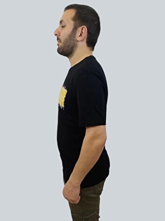 Erkek Outside Sıfır Yaka Basic Siyah Tişört