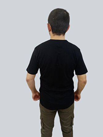 Erkek Outside Sıfır Yaka Basic Siyah Tişört