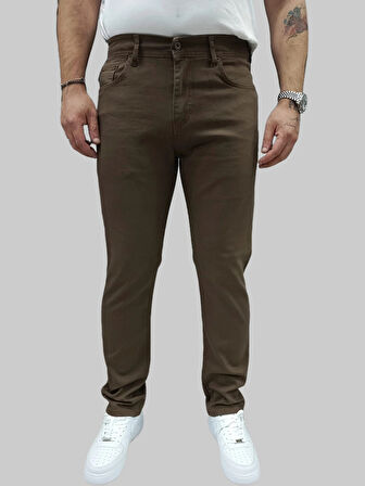 Erkek Enjoy Regular Fit Ligralı Kahverengi Kot Pantolon