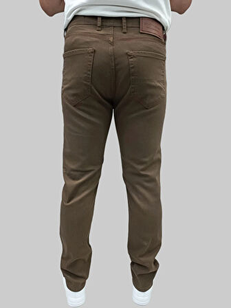 Erkek Enjoy Regular Fit Ligralı Kahverengi Kot Pantolon