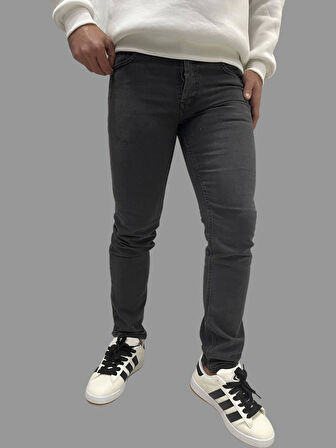 Erkek Dar Paça Düz NewOne Füme Kot Pantolon