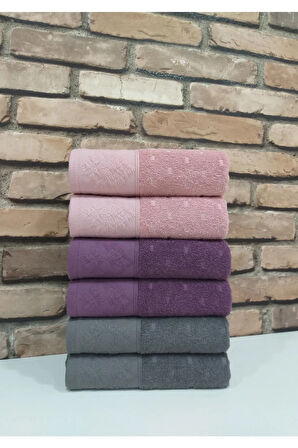 Heritage 6'lı Havlu Mürdüm-pembe-gri