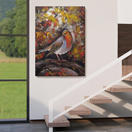 İngiliz Kırmızı Robin Kuşu Duvar Tablosu-6002