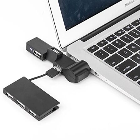 Dönebilir 4Portlu Mini Usb Hub Veri Adaptörü Bağlayıcı Dizüstü Bilgisayar İçin Yaratıcı Usb