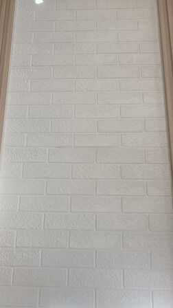 70x70cm 1 Adet Yapışkanlı Dekoratif Tuğla Desen Beyaz Tezgah Arası Salon Duvar Kağıdı Paneli NW168