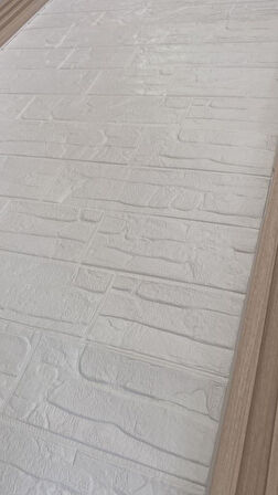 70x70cm 1 Adet Yapışkanlı Pratik Naturel Kayrak Desen Beyaz Karavan Salon Duvar Kağıdı Paneli NW170