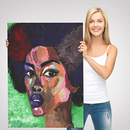 Afrikalı Kadın Portresi Pop Art Duvar Tablosu-6004