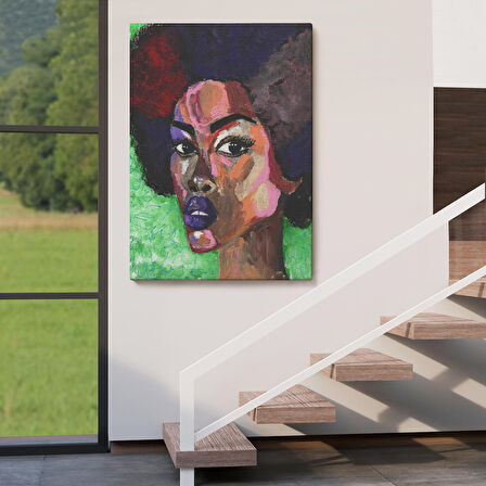 Afrikalı Kadın Portresi Pop Art Duvar Tablosu-6004