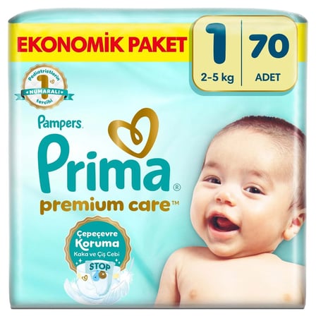 Prima Bebek Bezi Premium Care 1 Numara 2-5 kg Ekonomik Pake 70 Adet