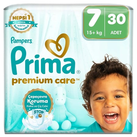 Prima Bebek Bezi Premium Care 7 Numara 15 kg Ekonomik Paket 30 Adet