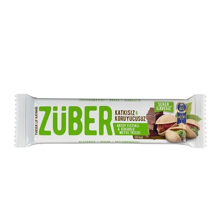 2 ADET Zuber Doğal Meyve Tatlısı Antep Fıstığı & Kakao 40 gr