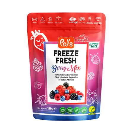 3 ADET Pol's Freeze Fresh Dondurularak Kurutulmuş Berry Mix 16 gr