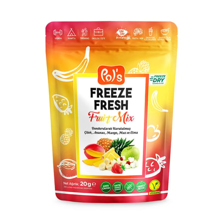 3 ADET Pol's Freeze Fresh Dondurularak Kurutulmuş Fruit Mix 20 gr
