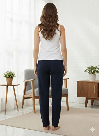 KADIN LACİVERT FİTİLLİ İNTERLOK TEK ALT