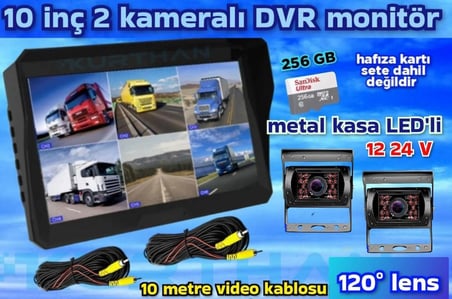 2 ADET BUS METAL KASA  KAMERA 6 KANALLI 10'' DVR MONİTÖR SETİ 12-24 V 256 GB