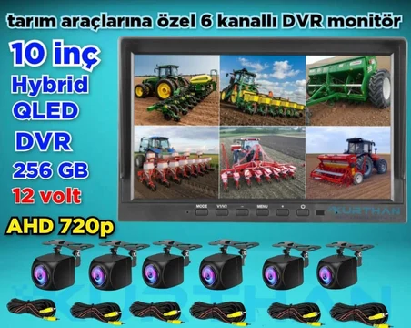 4X3 CM. KÜP  AHD 720P 170 DERECE BALIK GÖZÜ LENS KAMERA QLED EKRAN 10'' DVR MONİTÖR    12 V  256 GB