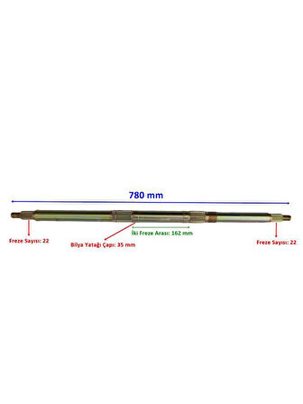 ATV AKS VİP TRACK 780 mm BİLYA YATAĞI 35 mm TEK YİVLİ 22 FREZE
