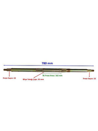 ATV AKS VİP TRACK 780 mm BİLYA YATAĞI 35 mm TEK YİVLİ 22 FREZE