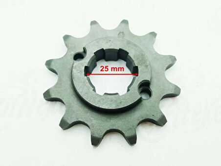 ÖN DİŞLİ ATV 12T - 520 ATV YUKİ CAZADOR  İÇ 25 mm SETLİ 2 DELİKLİ