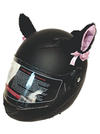 PELUŞ KASK KULAĞI (JK-P3) KEDİ KULAK - SİYAH - PEMBE