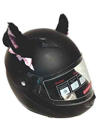 PELUŞ KASK KULAĞI (JK-P3) KEDİ KULAK - SİYAH - PEMBE