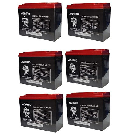MONERO 12V-20/24 AMPER DİK  E-BIKE AKÜ 6'LÜ PAKET (EBATLAR: 180 x 78 x 170mm)