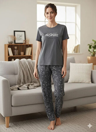 KADIN GRİ PİJAMA TAKIM