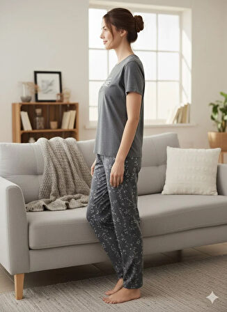 KADIN GRİ PİJAMA TAKIM