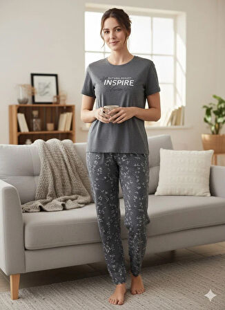 KADIN GRİ PİJAMA TAKIM
