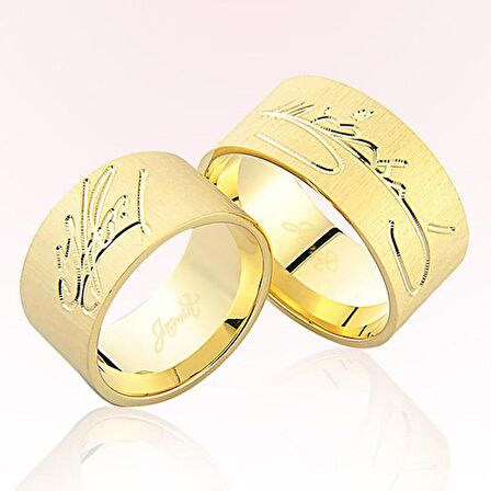 Sarı Desenli Altın Alyans 6009