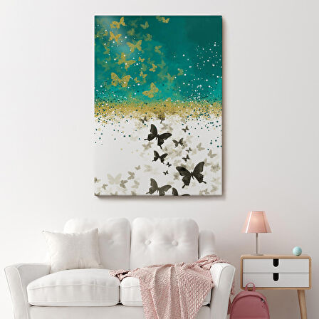 Altın ve Siyah Kelebekler Duvar Tablosu-6009