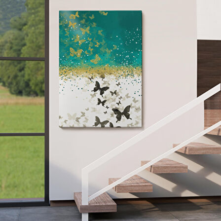 Altın ve Siyah Kelebekler Duvar Tablosu-6009