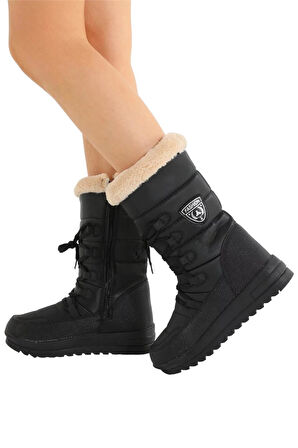 Termal Yünlü Kadın Kar Botu SİYAH