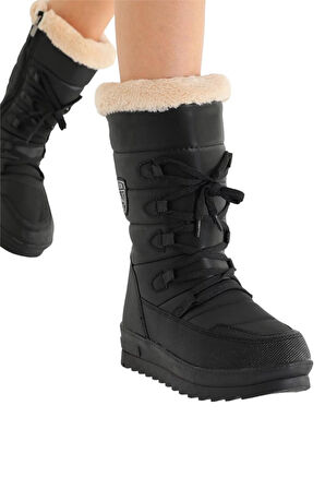 Termal Yünlü Kadın Kar Botu SİYAH