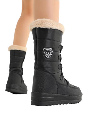 Termal Yünlü Kadın Kar Botu SİYAH